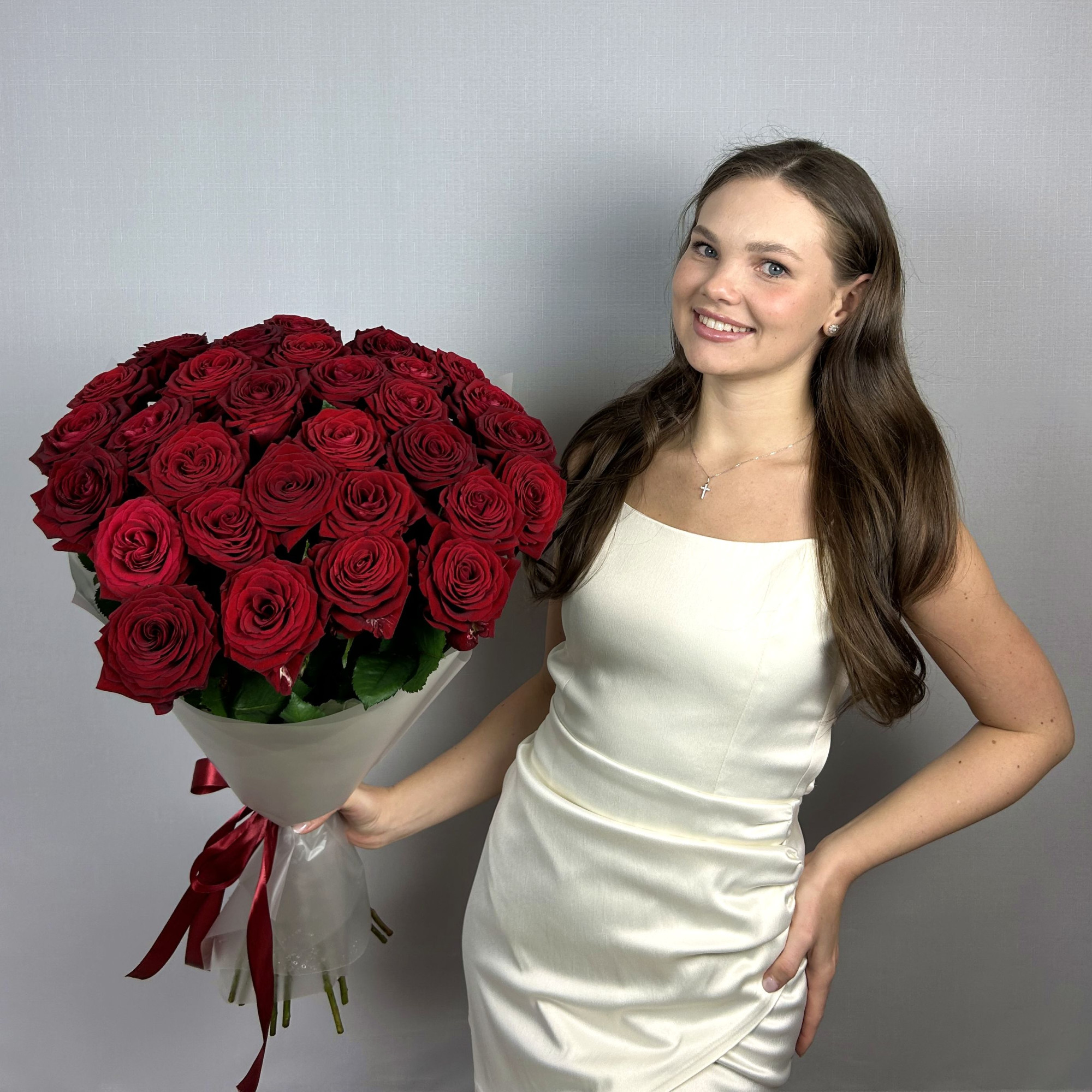 Букет 31 красная роза 70 см