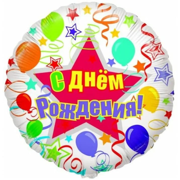 Воздушный шар круг С днем рождения в ассортименте