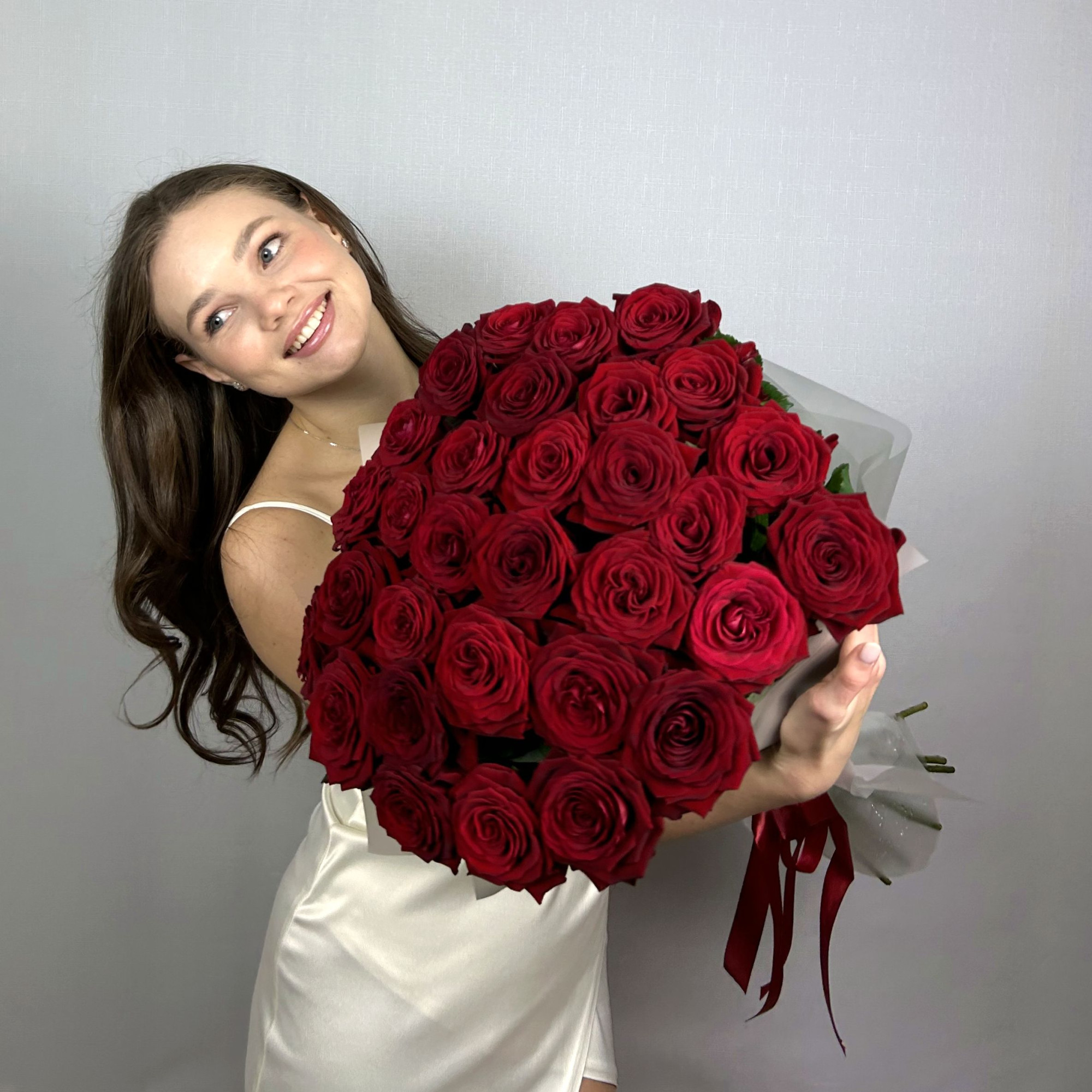 Букет 31 красная роза 70 см