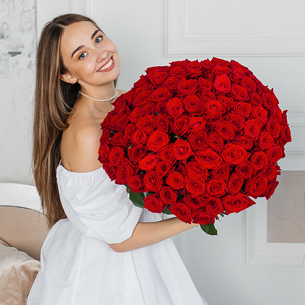 Букет 101 красная роза 40 см