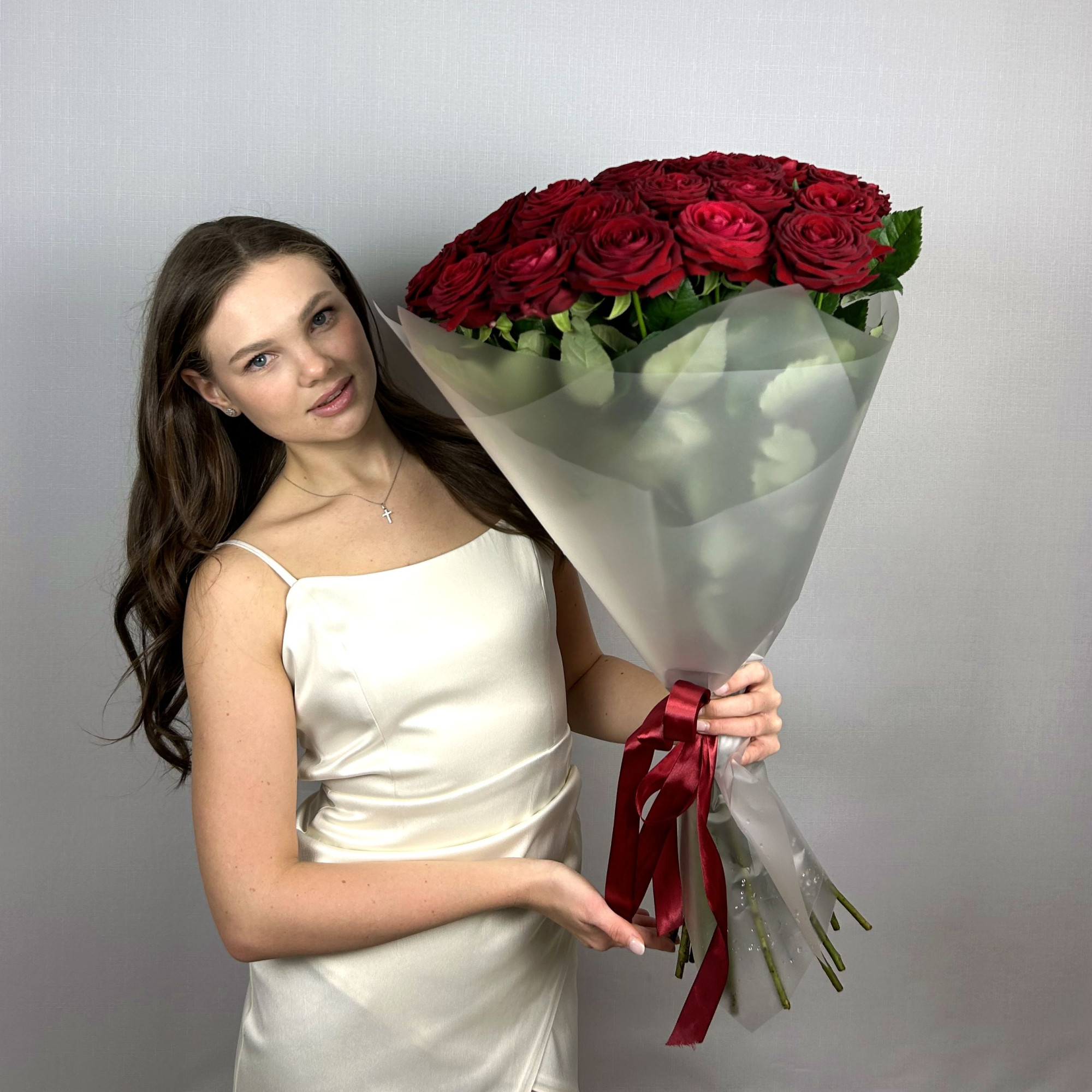 Букет 31 красная роза 70 см