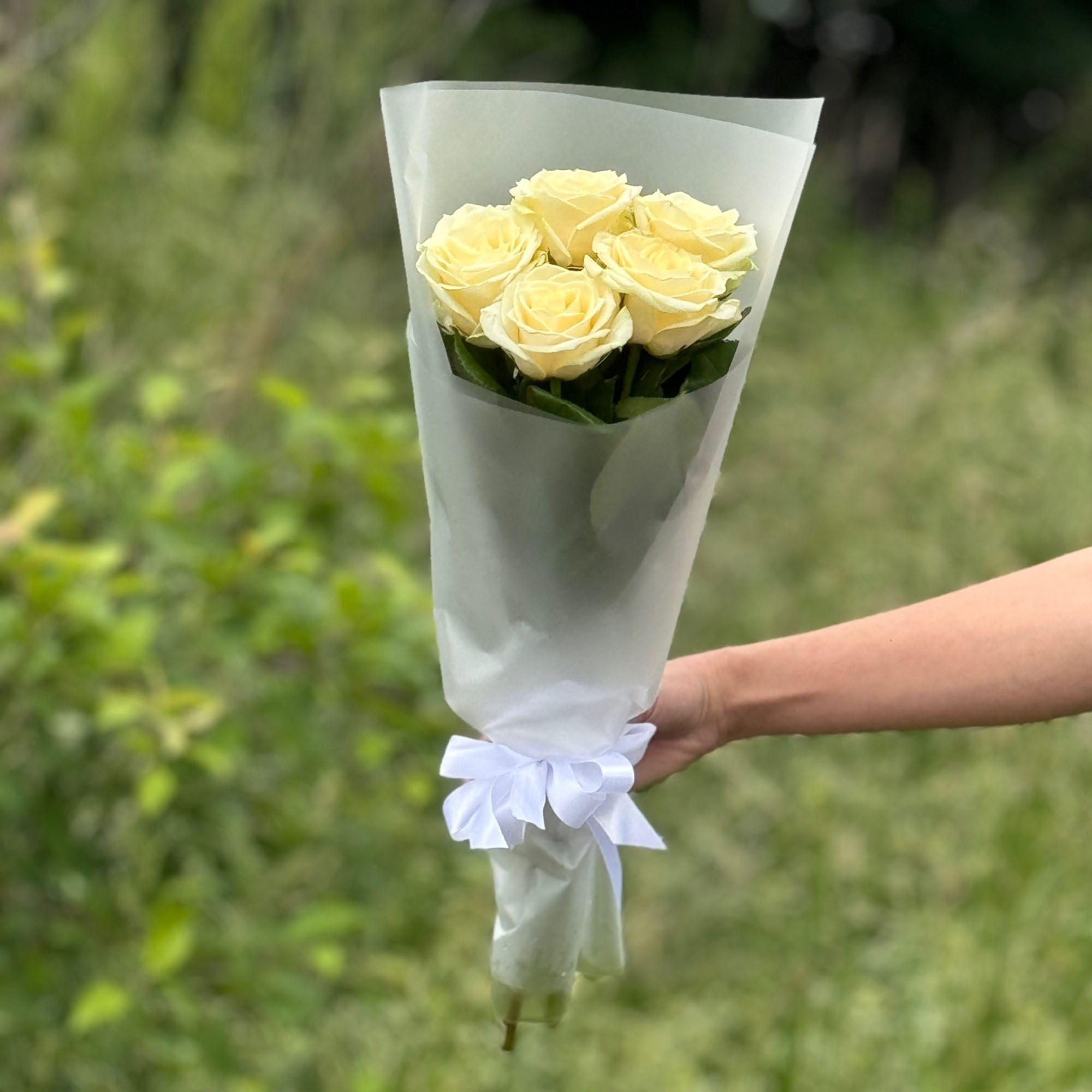 Букет из 5 белых роз (9)