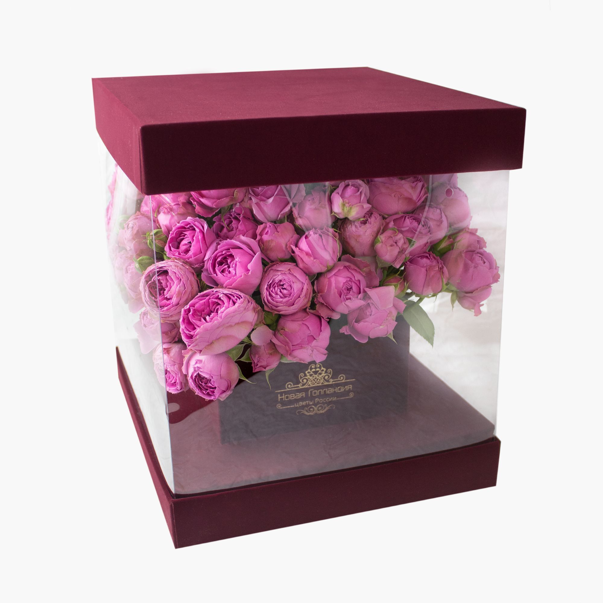 Пионовидные розы в бархатной шкатулке