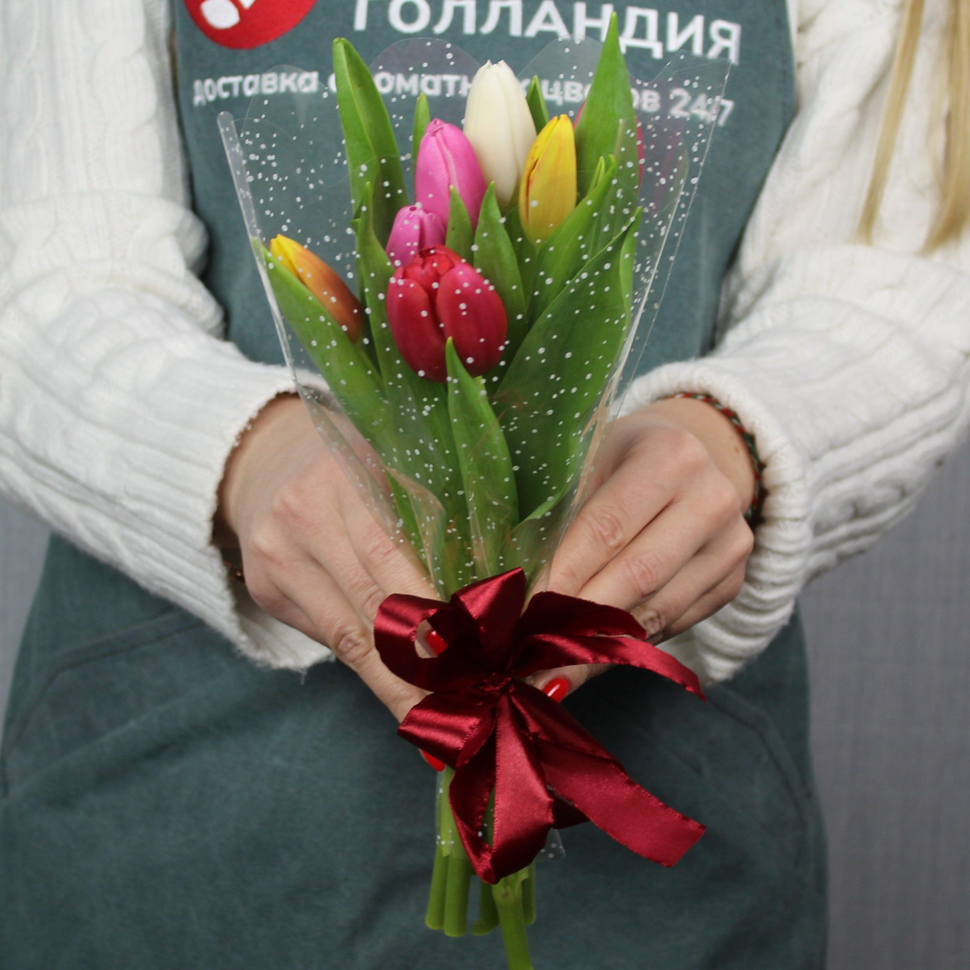 Букет 7 тюльпанов микс