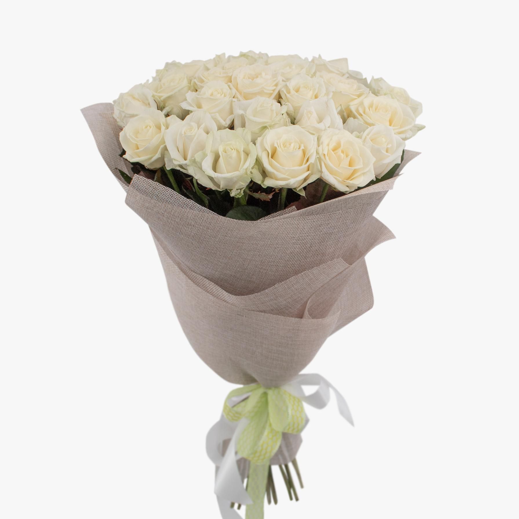 Букет 31 белая роза 70 см
