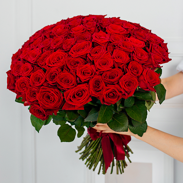 Букет 101 красная роза 50 см
