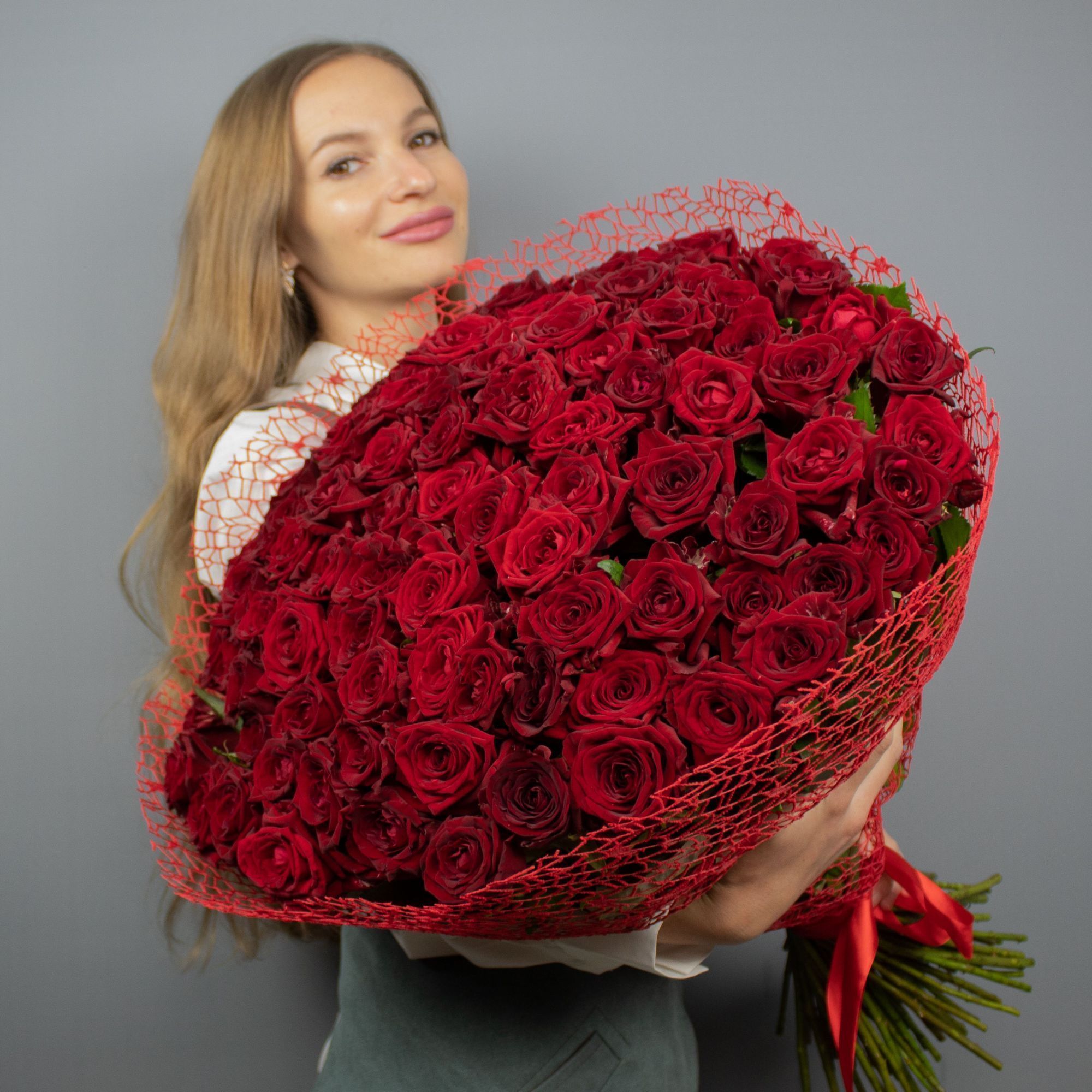 Букет 151 красная роза 60 см