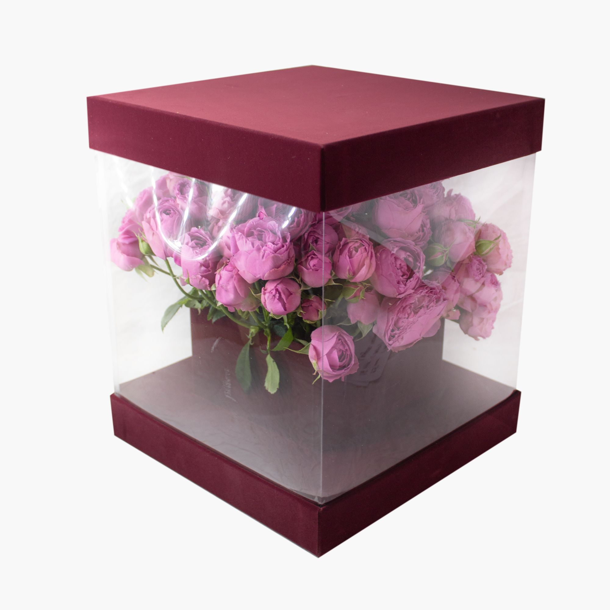 Пионовидные розы в бархатной шкатулке