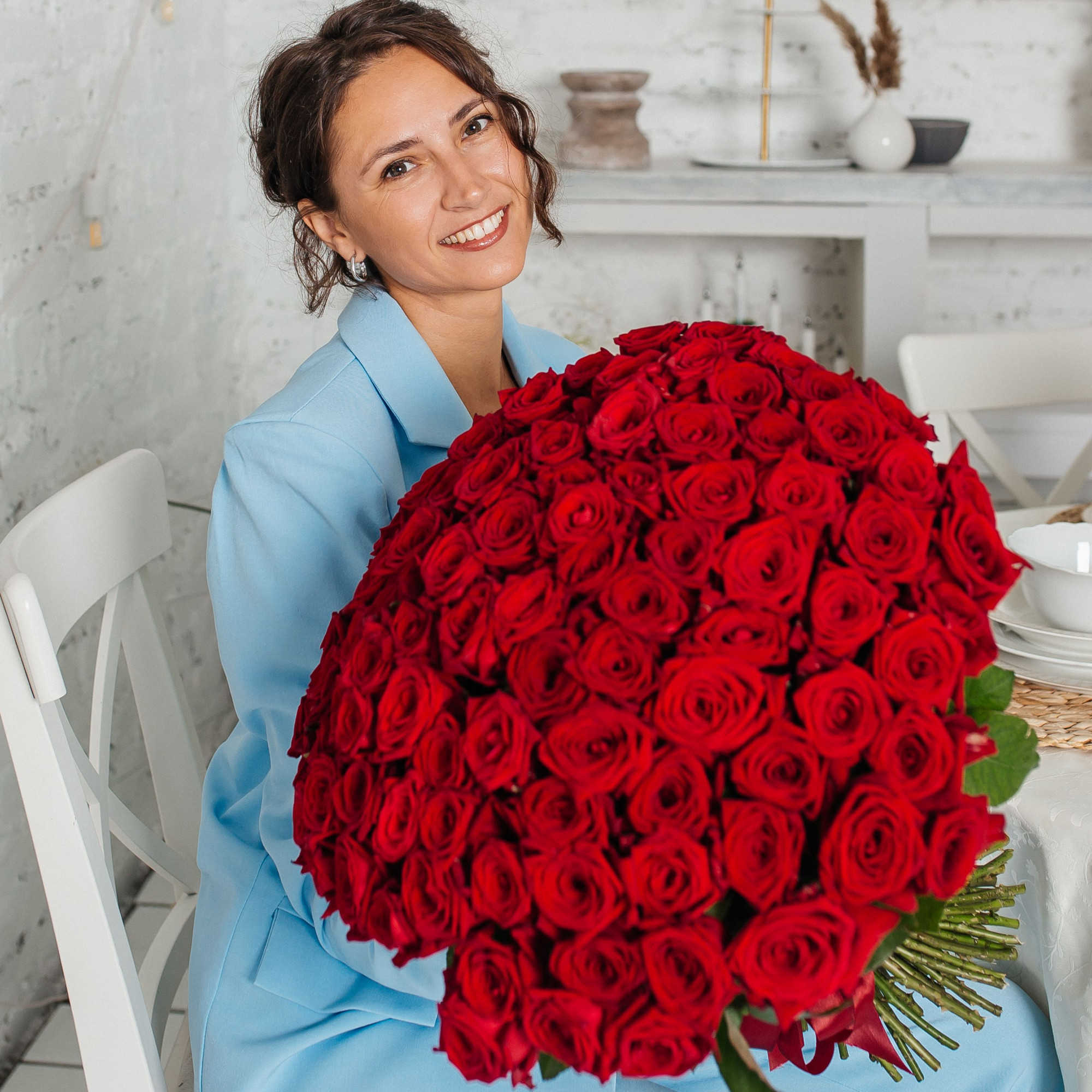 Букет 101 красная роза 50 см