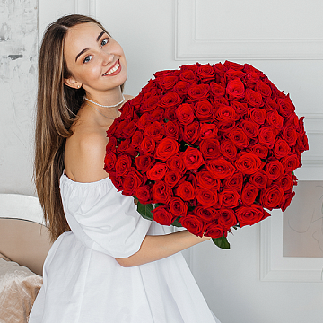 Букет 101 красная роза 40 см