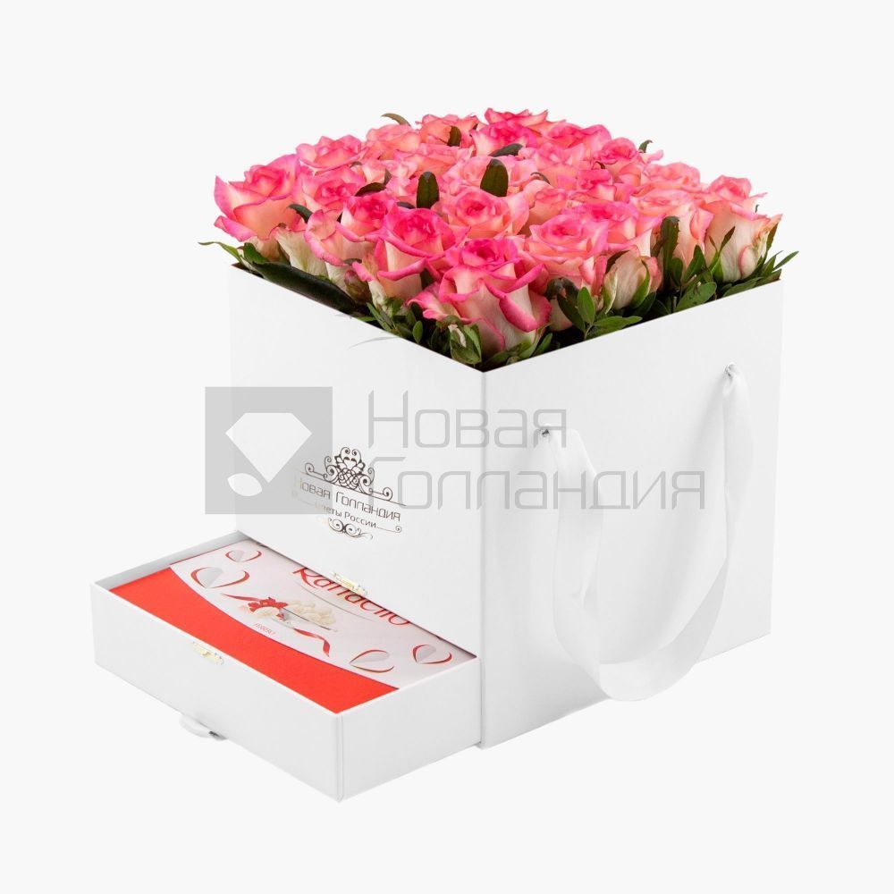 коробка с цветами цветы в шктулке с конфетами
