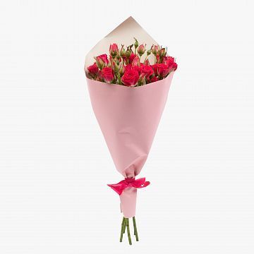 Букет 5 малиновых кустовых роз