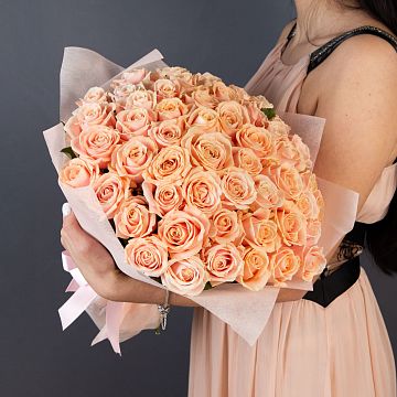 Букет 51 нюдовая роза 40см
