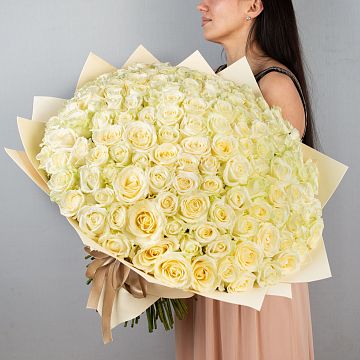 Букет 151 белая роза 60 см